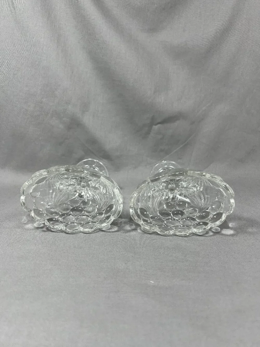 Vtg Pair Westmoreland Thousand Eye Bubble Glass Reversible Candle Holder Vase